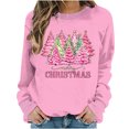 thumbnail image 2 of Wancir Womens' Christmas Sweatshirt Merry and Bright Shirts Plaid Christmas Trees Graphic Pullover Long Sleeve Tops, 2 of 7
