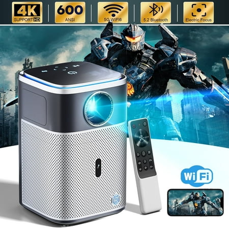 NBD Projector with 5G WiFi and Bluetooth 4K Support 600ANSI Native 1080P Home Theater Projector