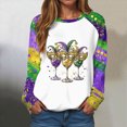 thumbnail image 2 of HCNTES Mardi Gras Shirts for Women Mardi Gras Sequin Long Sleeve Shirt Funny Fat Tuesday Tee Carnival Crewneck Party Tops(Size:XXXXL), 2 of 9