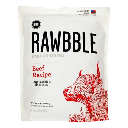 UPC: 0091037509260 | Bixbi Rawbble Grain-Free Beef Recipe Freeze Dried Dog Food  30 Oz