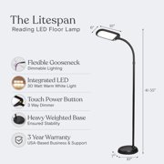 Brightech LitespanSlim 55 in. Black LED Floor Lamp with Adjustable Gooseneck