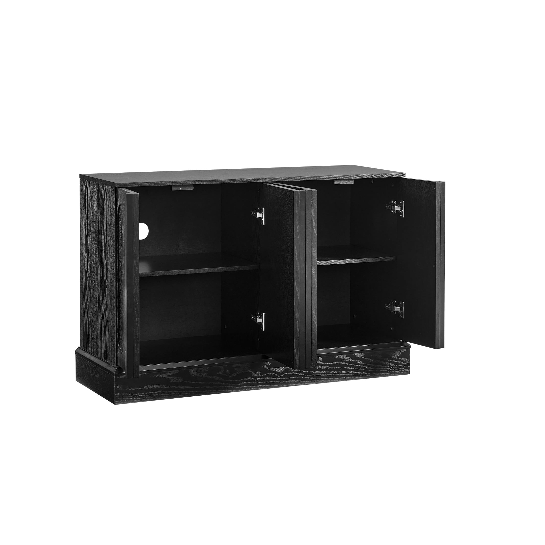GDF Studio 44.8" Mid Century Modern Fluted Sideboard Cabinet with Adjustable Shelves, Black
