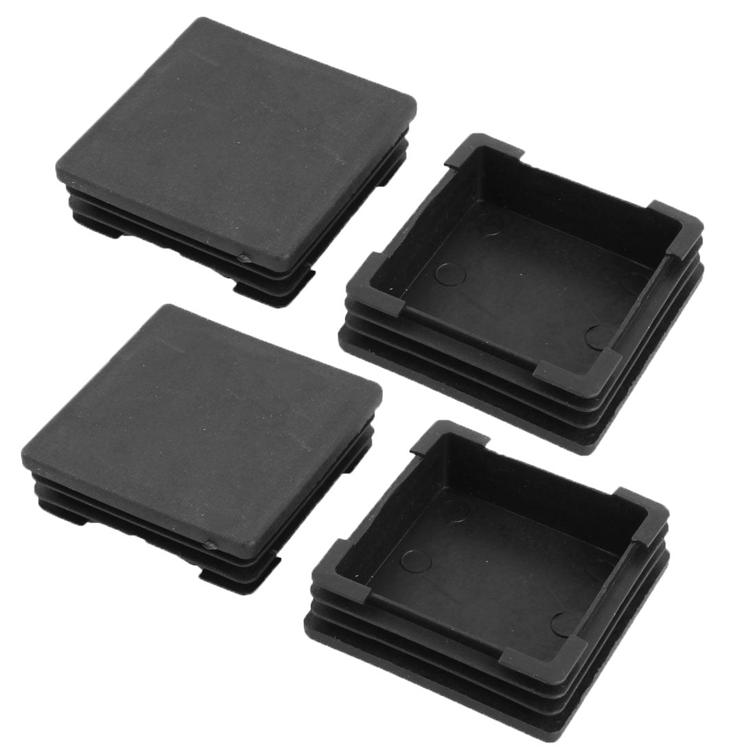 Unique Bargains 4 Pcs Antislip Plastic Square 70mm x 70mm Chair Foot Cover Table Furniture Leg Protector Black
