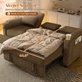 thumbnail image 2 of Muumblus 3-in-1 Convertible Sectional Sleeper Sofa with Recliner, Side Table & USB, 3-Seater Pull Out Couch Bed for Living Room, Khaki Chenille, 2 of 9