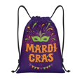 thumbnail image 1 of Xecao Mardi Gras2 Pattern Sports Drawstring Backpack - String Swim Gym Bag with Wet Proof Pocket for Women&Men-Medium, 1 of 6