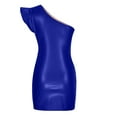 thumbnail image 5 of ZQUUVOU Women's Summer One Shoulder Dress Wrapped Chest Leather Dress Evening Dress Blue, 5 of 7
