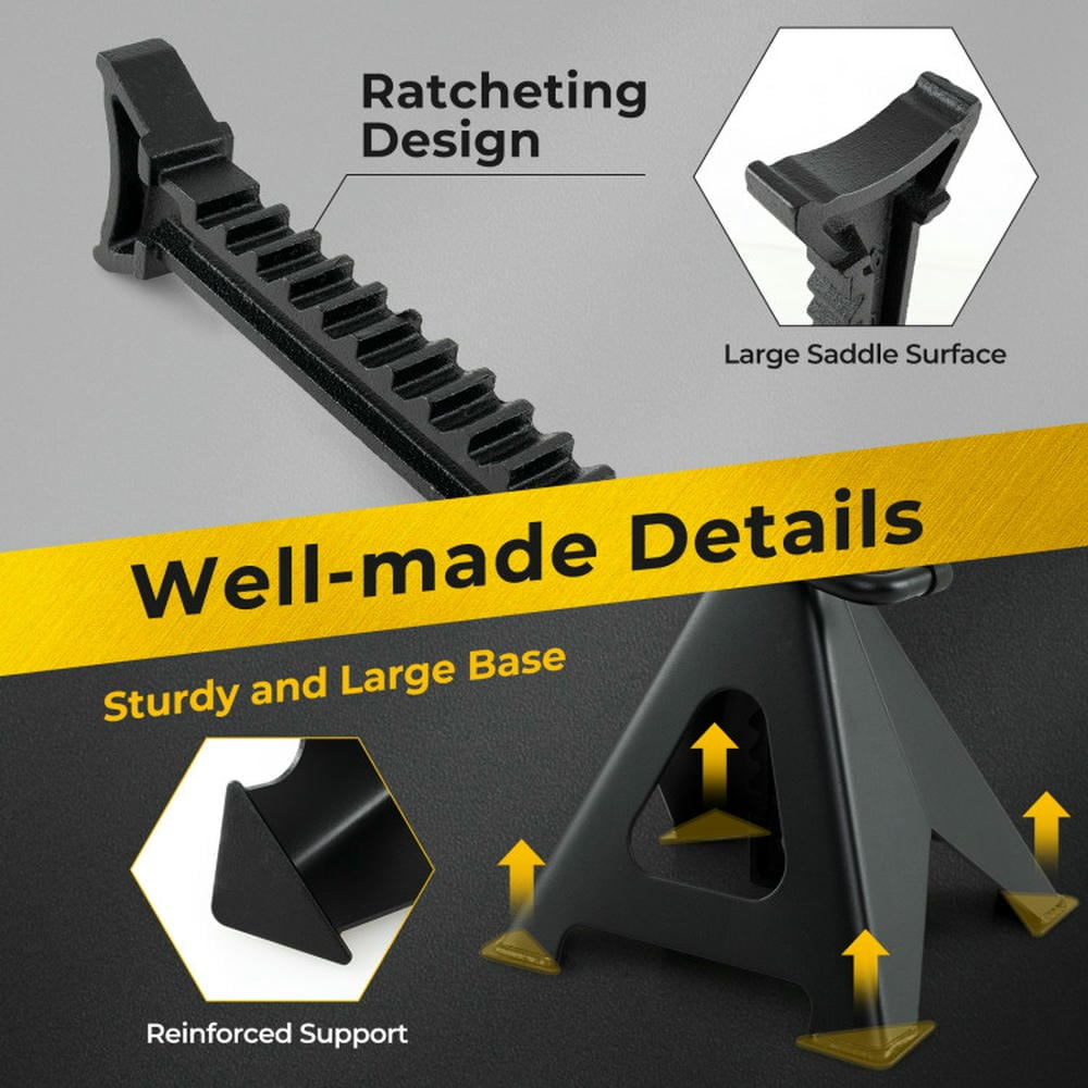 YYAo 6 Ton 13000 lbs Capacity Metal Car Lifting Stands with 14-23 Inch Adjustable Height