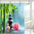 thumbnail image 2 of Cortina de ducha Zen, cortina de ducha 90X180, cortina de ducha de tela de bambú, cortina de ducha de baño con flores y agua, 2 of 4