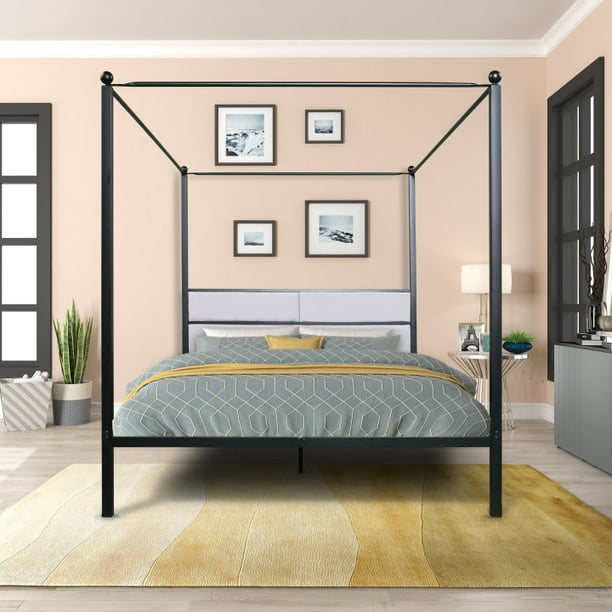 Headboard Metal Canopy Bed Frame, Teen Queen Bed Frame