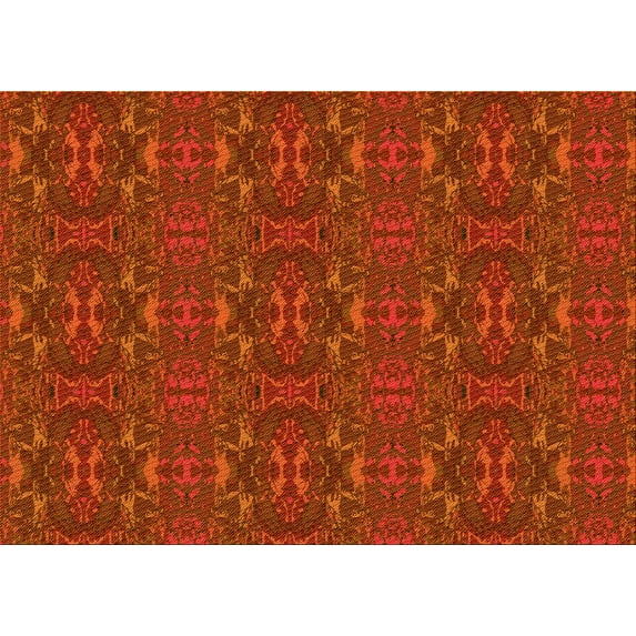 Ahgly Company Machine Washable Indoor Rectangle Transitional Orange Red Orange Area Rugs, 6' x 9'