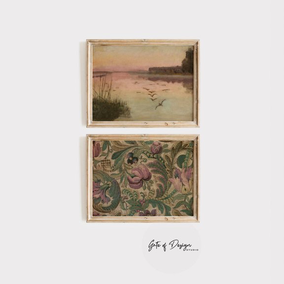 Rustic Sunset Floral Tapestry Farmhouse Decorative Interior Wall Art Poster