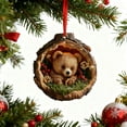 thumbnail image 6 of HCBY Christmas Round Woodland Bear Ornaments, 10cm Acrylic Carved Look Decor with Berry Accents, Set of Cozy Forest Animal Pendants for Xmas Tree(B,4"), 6 of 6