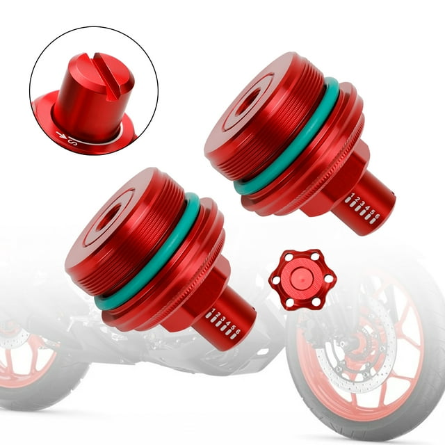 2X Vis de Réglage de Précharge de Fourche Rouge Mt 03 19-23 pour Yamaha Mt-03