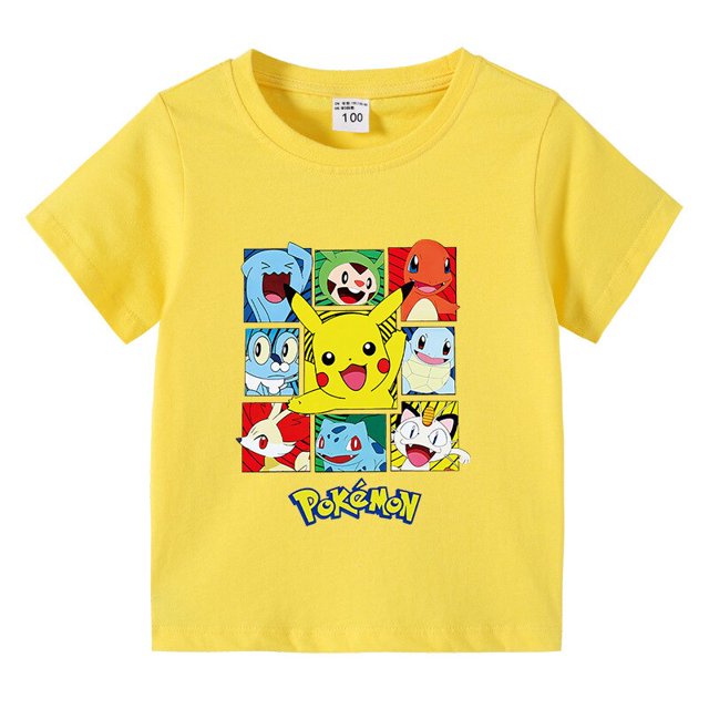 Camisetas de Pokémon para niños y niñas, ropa de manga corta con estampado de dibujos animados de Pikachu, moda de verano qym unisex