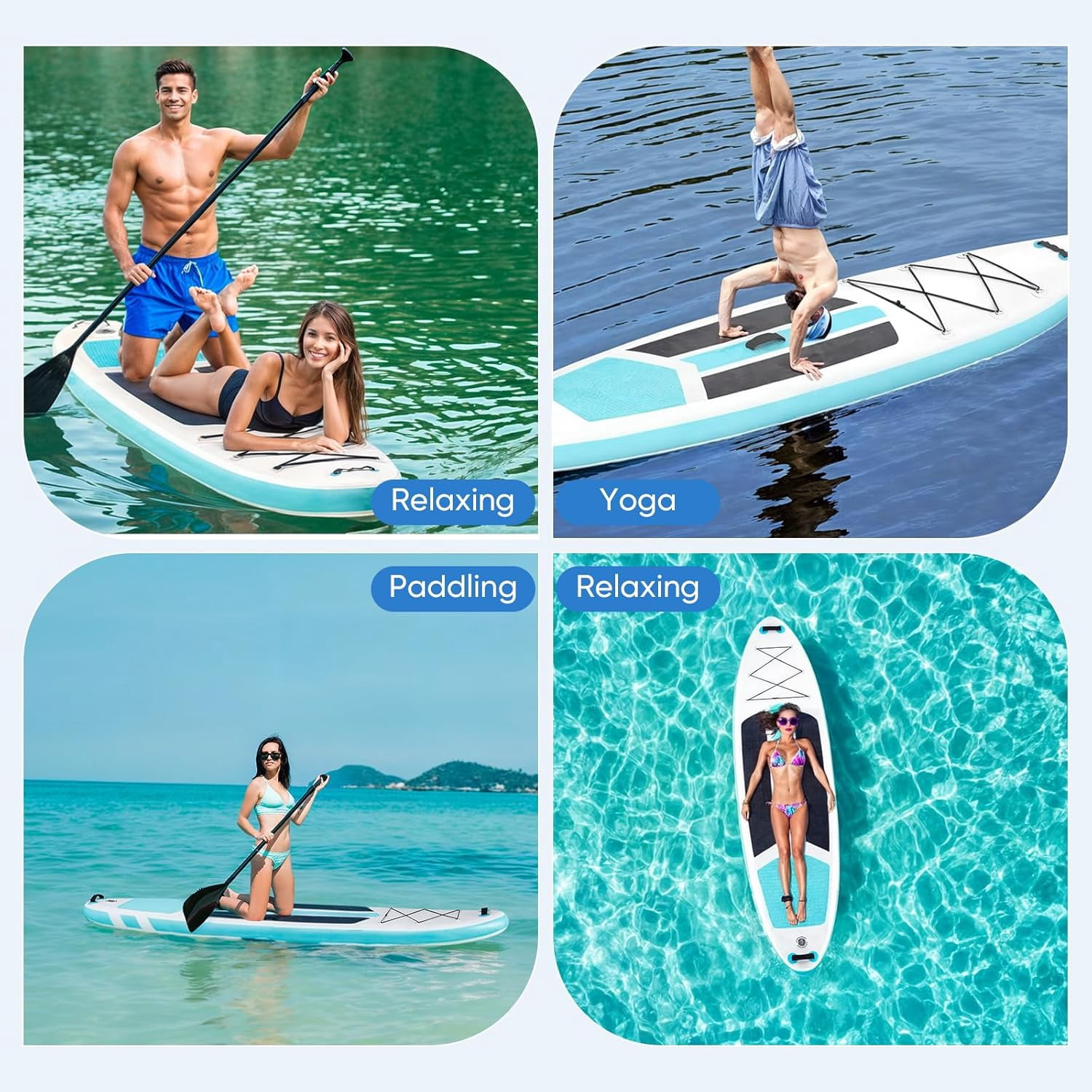 Bigleap Inflatable Paddle Board Stand Up Paddle Board 6‘’ Thick 2-in-1 Paddle with Sup Accessories & Carry Bag & Fast Pumping for All Skill Levels, Blue