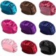 thumbnail image 3 of Juego de 4 gorros de dormir ajustables de satén para mujeres y hombres – Gorro de seda de ala ancha para cabello rizado, 3 of 5