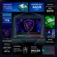 thumbnail image 2 of Laptop Gamer MSI Katana 15HX293 GeForce RTX 5070 8GB Core i7 14650HX 64GB DDR5 1TB SSD 15.6" QHD 165Hz Teclado Ingles Mouse DXT, 2 of 5