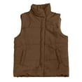 thumbnail image 5 of Gaexia Vest for Women Long,Women Sleeveless Padded Jacket Solid Color Lapel Vest Outerwear for Autumn Winter Season Lightweight Warm Fashion, 5 of 5