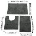 thumbnail image 4 of Chenille Shag Bath Rugs 3 Piece Shaggy Bathroom Mat Set, Soft Plush Luxury, Absorbent, Non-Slip, 1 Large, 1 Contour, 1 Small, 4 of 9