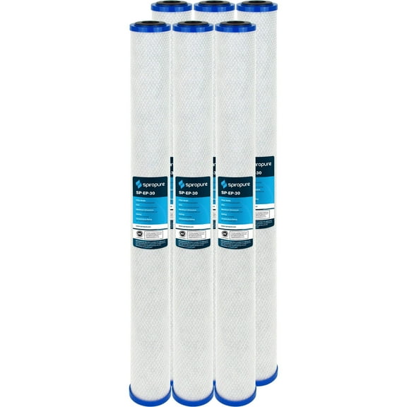SpiroPure SP-EP-30 30x2.5 5 Micron NSF Certified Coconut Shell Carbon Block Water Filter Cartridge EP-30 155698-43 (Case of 6)