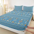 thumbnail image 5 of Castle Fairy Boho Tribal Pattern Bed Sheets 4-Piece,Geometric Floral Full Size Sheets,Blue Apricot Pale Cyan,1 Flat Sheet, 1 Fitted Sheet and 2 Pillowcases, 5 of 7