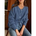 thumbnail image 5 of Gynyvoja Long Sleeve Crewneck Button Down Womens Sweaters Spring Open Front Chunky Cardigan for Women Blue L, 5 of 9