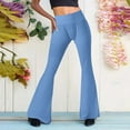 thumbnail image 3 of Awxnjux Wide Leg Pants Woman Womens Length Full Casual Pants Flare Leg High Waist Trousers (Blue,Xxl), 3 of 6