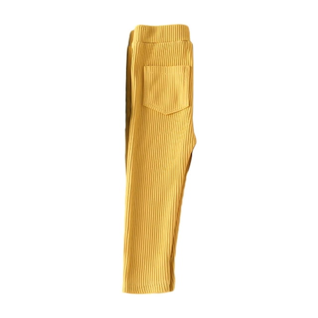 Leggings for Toddler Girls Ribbed Footless Tights Solid Color Strethcy Ankle Length Pants