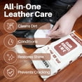 thumbnail image 4 of Kreair 3in1 Leather Wipes 75 XL Count, Clean, Condition & Restore Shine, Extra-Large 8"x10" Wipes for Car Seats, Shoes, Furniture & Bags, Thick, Durable & Non-Linting, Safe for All Leather Types, 4 of 7