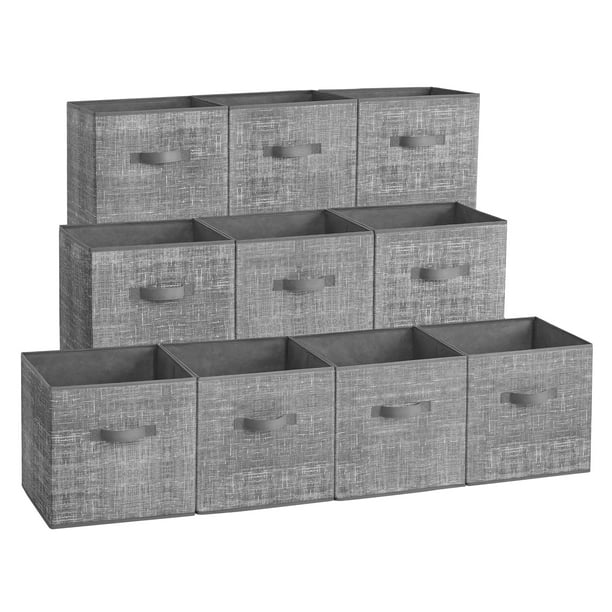 Cubos de almacenamiento SONGMICS Cattail, gris, 33 x 33 cm, juego de 10
