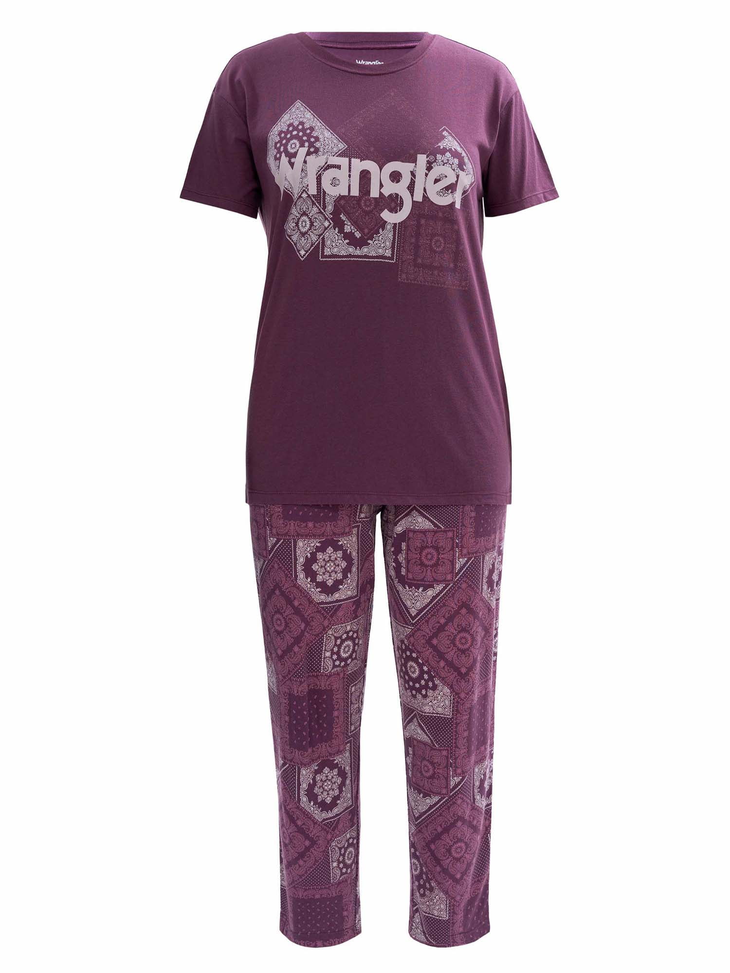 Wrangler Women's Short Sleeve Cotton Blend Pajama Set, Sizes S-4X