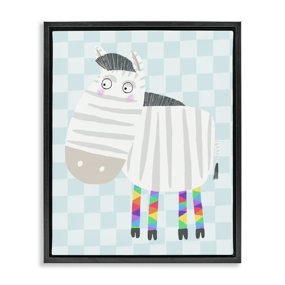 Stupell Industries Rainbow Geometric Zebra Black Framed Floater Canvas Wall Art design by Carla Daly, 21 x 17