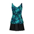 thumbnail image 4 of Ecqkame Two Piece Tankini Swimsuits for Women Tummy Control Bathing Suits with Skirt V Neck Sexy Dress Ruched Swimwear Green-A XXL, 4 of 5