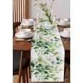 thumbnail image 2 of Watercolor Botanical Green Burlap Cotton Table Runner 13x36 Inches Short, Eucalyptus Leaves Farmhouse Table Runners, Outdoor Dining Tablecloths Decor for Baby Shower/Party/Wedding, 2 of 6