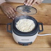 BLACK+DECKER Electric Rice Cookers, W/ Steaming Basket, White - Nonstick Interior, Dishwasher Safe Parts