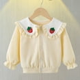 thumbnail image 2 of bbymog Girls' Fashion Cute Cardigan Long Sleeve Turndown Knitted Cardigan Sweaters for Girl Casual Cute Outerwear Baby Girl Clothes Beige Beige, 2 of 3