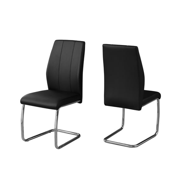 Dining Chair 2pcs 39 H Black, Black Leather Chrome Dining Chairs