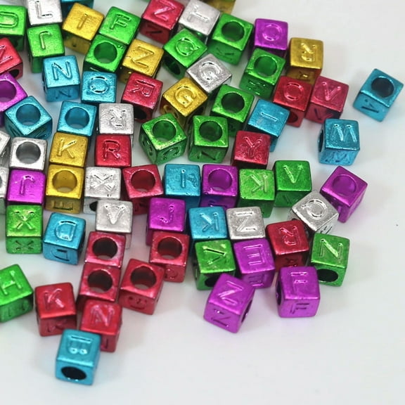 U8MO 250 Mixed Christmas Color Acrylic Assorted Alphabet Letter Cube Pony Beads 6X6mm