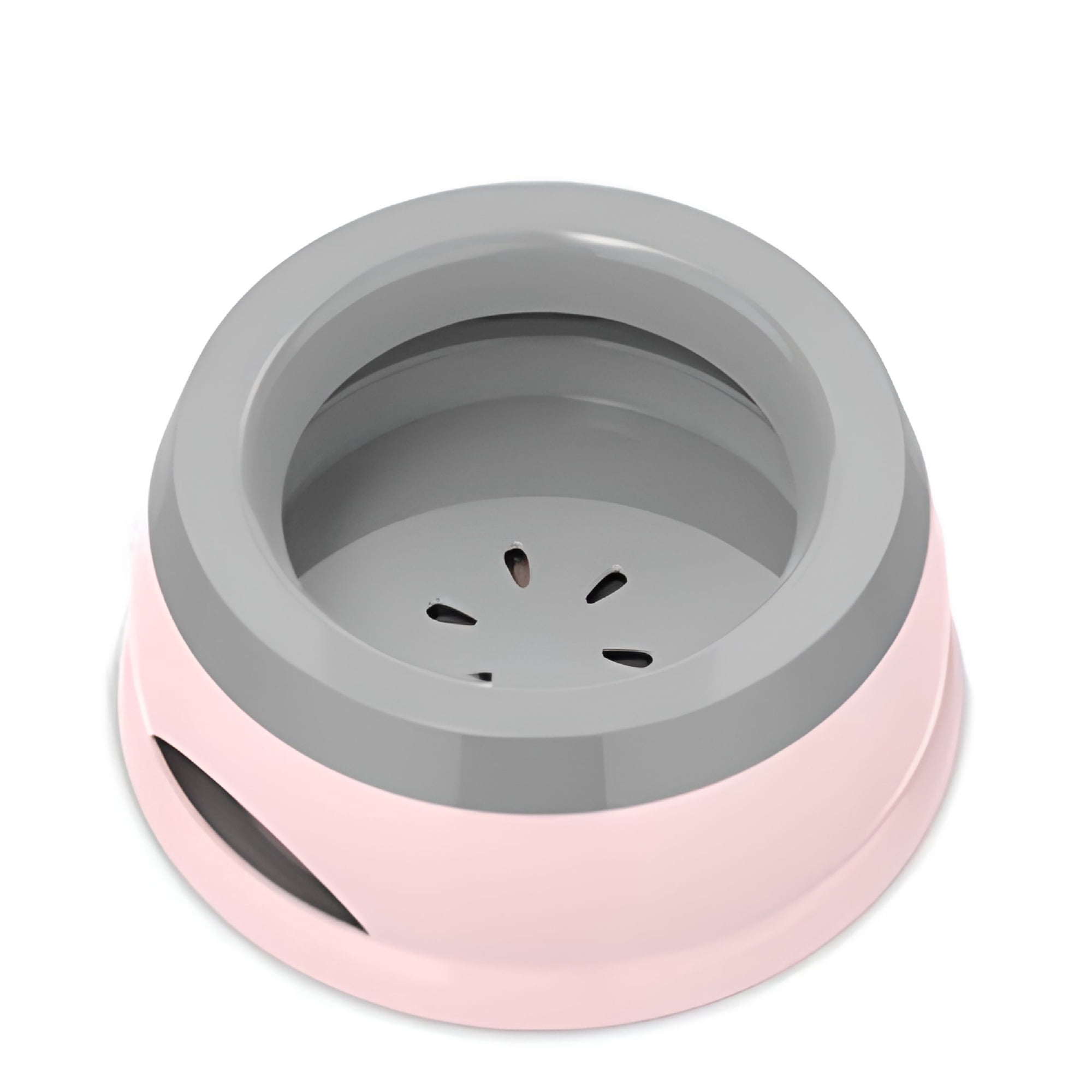ACDANC 25Oz No-Spill Slow Drink Dog Water Bowl with Floating Disk – Spill-Proof Portable Pet Bowl for Cats & Small Dogs,Non-Slip Travel Feeder for Car,Home,Rv (750Ml,Easy-Clean)-Pink