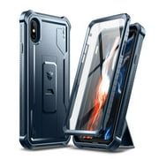 Dexnor for iPhone X/iPhone Xs Case, [Built in Screen Protector and Kickstand] Heavy Duty Military Grade Protection Shockproof Protective Cover for iPhone X/iPhone Xs, Blue