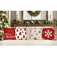 thumbnail image 3 of Red Christmas Pillow Covers 18x18 Set of 4 Farmhouse Christmas Decorations Merry Christmas Tree Snowflake Winter Holiday Decor Throw Cushion Case for Home Couch S23C01, 3 of 5