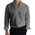 thumbnail image 3 of Mens Dress Shirts Long Sleeve Stand Collar Business Casual Formal Work Shirts Plain Dressy Shirt Tops, 3 of 6