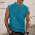 thumbnail image 2 of JTieacloth High Neck Tops for Men Men's Sleeveless Tank Top Casual Breathable Comfortable Loose Fit Button Down Summer Workout Gym Outdoor Hiking, 2 of 5
