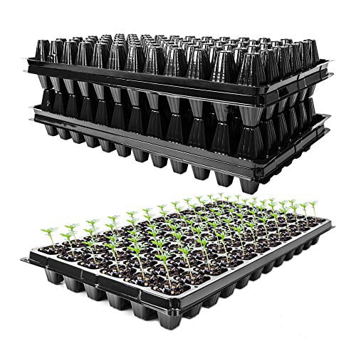 Reusable Seed Starter Kit 50 Cell Seedling Trays with Drain Holes 10 Pack Seed Starter Tray Gardening Plastic Tray Nursery Pots Mini Propagator Plant Grow Kit Plug Tray for Seedling Germination