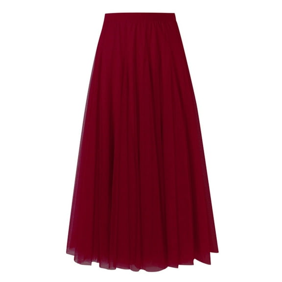 Women's Flowy A-Line Skirt Elegant Swing Midi Length Lightweight Comfortable Stretchy Waist Casual Summer Dressy