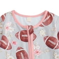 thumbnail image 4 of Dakiuu Baby Girls Clothes Set with Bow Headband Pink Football Themed Flower Two Way Zipper Long Sleeve Romper Jumpsuit Pajamas for Newborn Fall Winter, 4 of 5