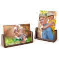 thumbnail image 1 of Mixoo Picture Frame 2 Pack - Rustic Wooden Photo Frames with Walnut Wood Base and High Definition Break Free Acrylic glass covers for Tabletop or Desktop Display (5x7 inch, Horizontal + Vert, 1 of 4