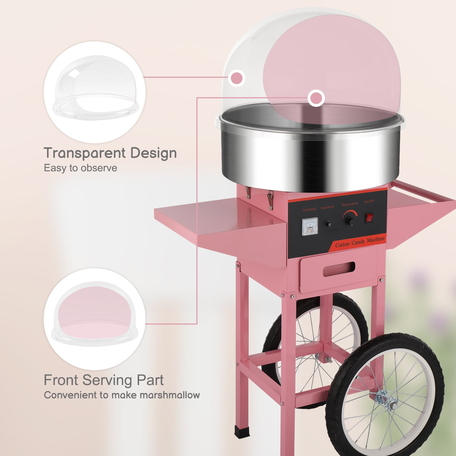 Ktaxon 21 Inch Kids Cotton Candy Machine Cart, Electric