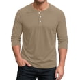 thumbnail image 2 of Men's Comfortable Raglan Tshirt Classic 3/4 Sleeve Henley Tops Fall Big and Tall Shirts Button Up Clothing, 2 of 7