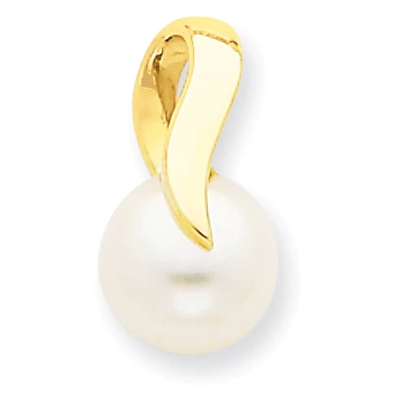 14K 8-9mm White Freshwater Cultured Pearl Pendant Slide